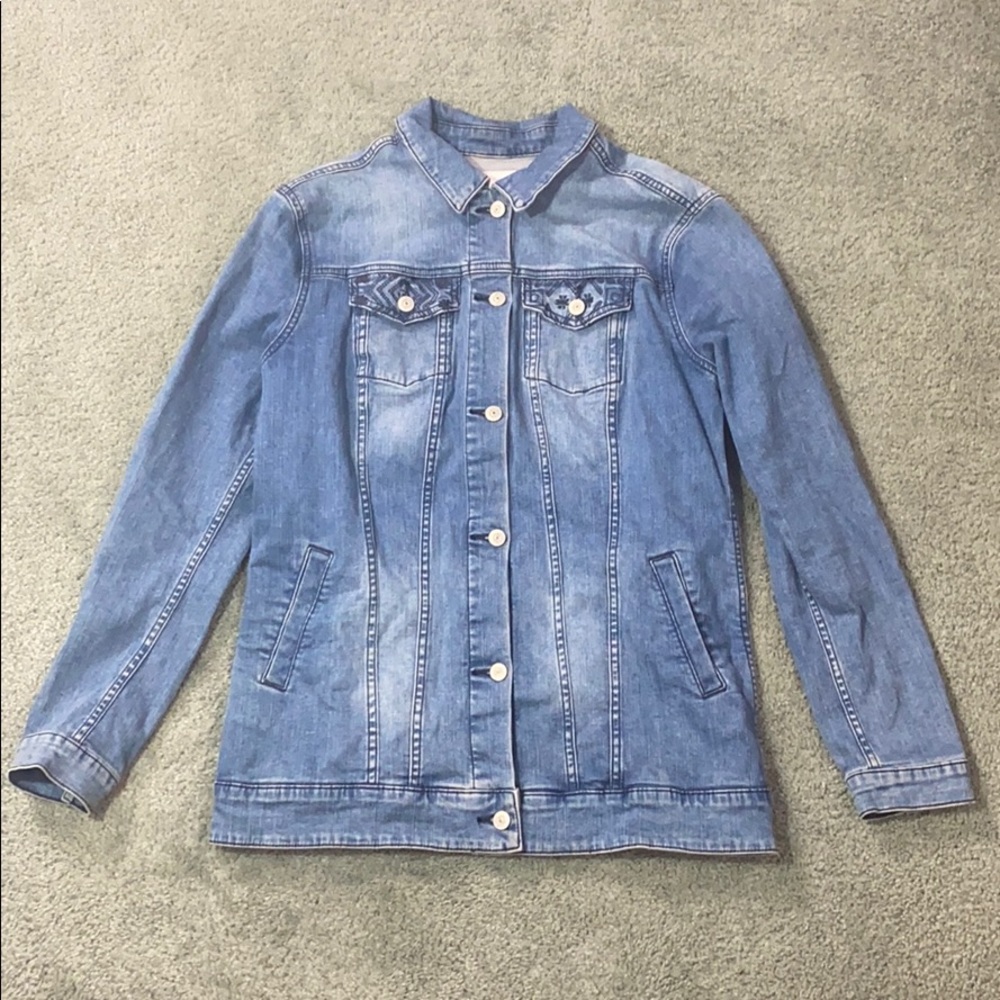 LulaRoe Jaxon Embroidered Denim Jean Jacket